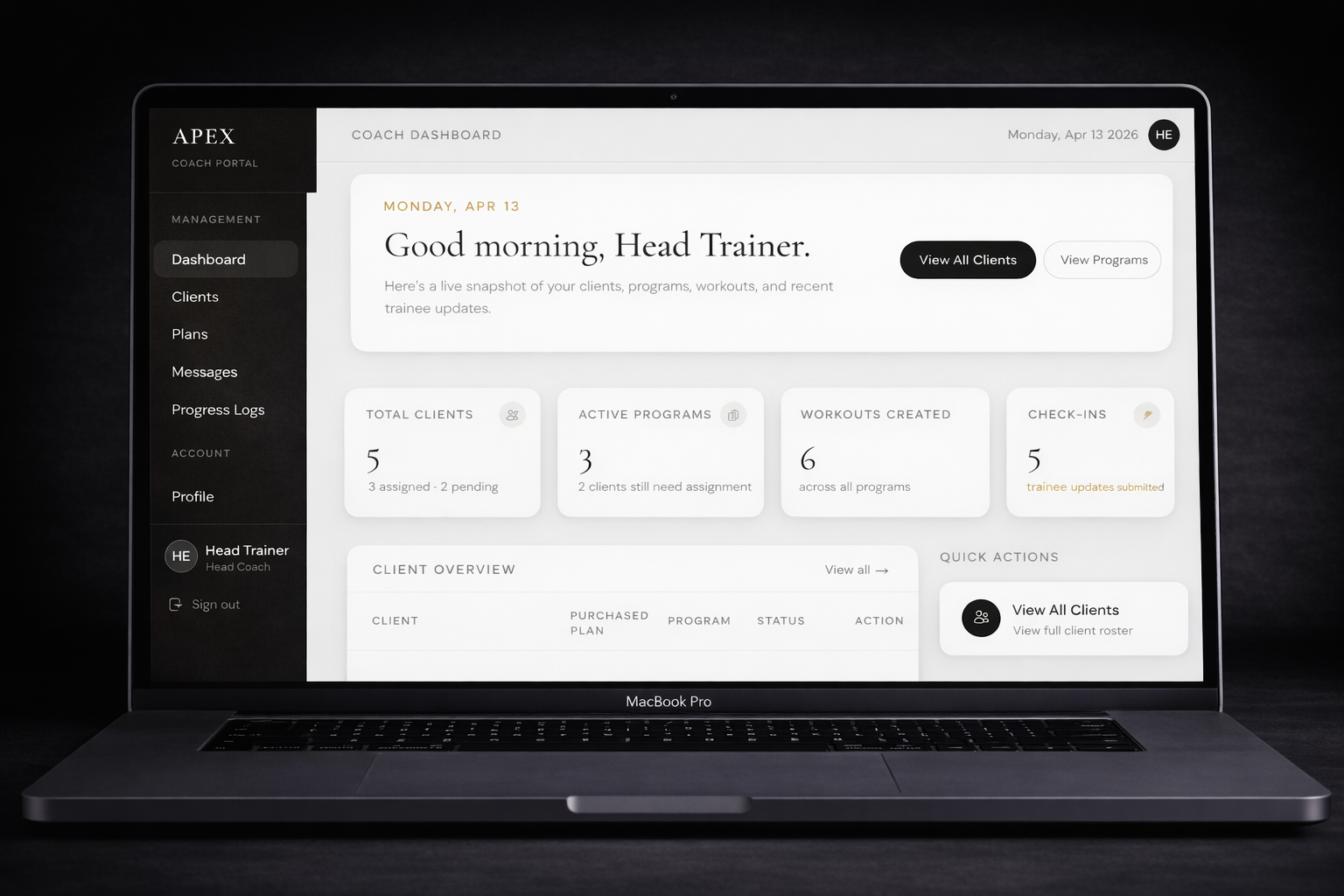 APEX coaching dashboard
